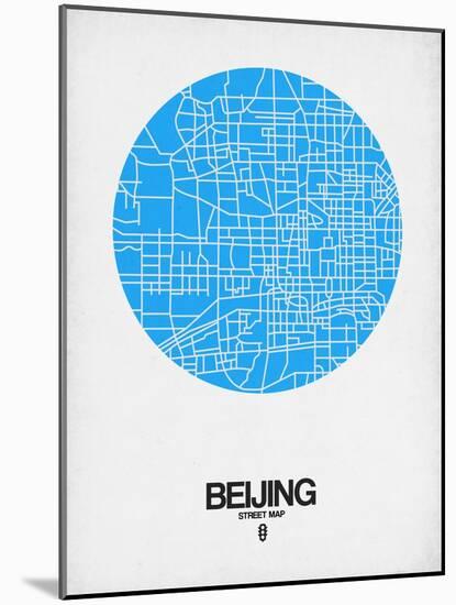 Beijing Street Map Blue-NaxArt-Mounted Art Print