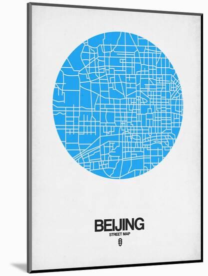 Beijing Street Map Blue-NaxArt-Mounted Art Print