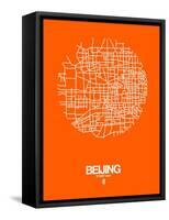 Beijing Street Map Orange-NaxArt-Framed Stretched Canvas