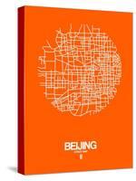 Beijing Street Map Orange-NaxArt-Stretched Canvas