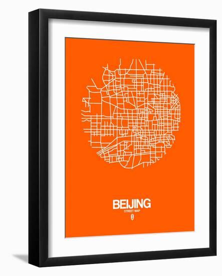 Beijing Street Map Orange-NaxArt-Framed Art Print