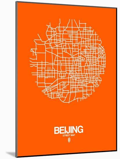 Beijing Street Map Orange-NaxArt-Mounted Art Print