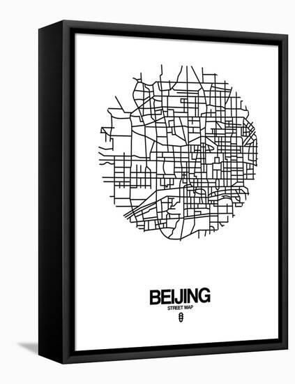 Beijing Street Map White-NaxArt-Framed Stretched Canvas