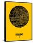 Beijing Street Map Yellow-NaxArt-Framed Stretched Canvas