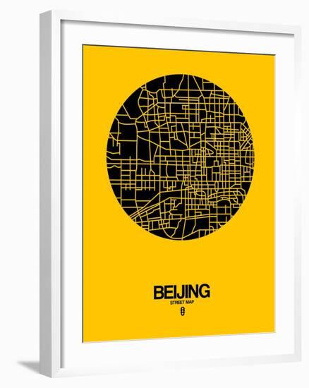 Beijing Street Map Yellow-NaxArt-Framed Art Print