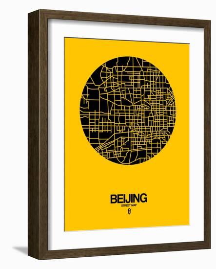 Beijing Street Map Yellow-NaxArt-Framed Art Print