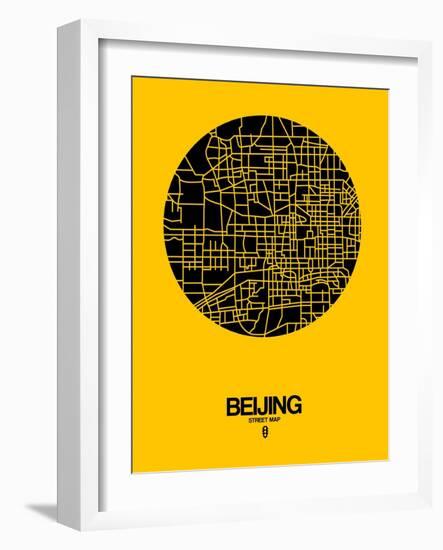 Beijing Street Map Yellow-NaxArt-Framed Art Print