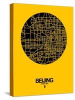 Beijing Street Map Yellow-NaxArt-Stretched Canvas