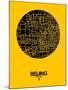 Beijing Street Map Yellow-NaxArt-Mounted Art Print