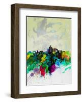 Beijing Watercolor Skyline-NaxArt-Framed Art Print