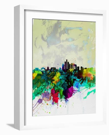 Beijing Watercolor Skyline-NaxArt-Framed Art Print