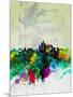 Beijing Watercolor Skyline-NaxArt-Mounted Art Print