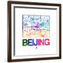 Beijing Watercolor Street Map-NaxArt-Framed Premium Giclee Print