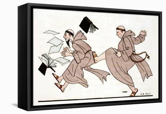 Being Chased by the Abbot, 1920-Georges Barbier-Framed Stretched Canvas