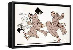Being Chased by the Abbot, 1920-Georges Barbier-Framed Stretched Canvas