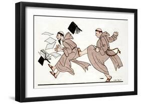 Being Chased by the Abbot, 1920-Georges Barbier-Framed Giclee Print