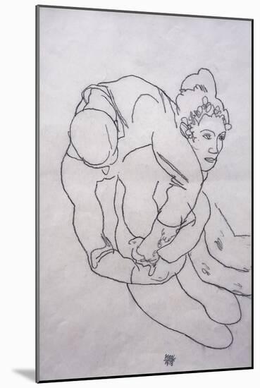 Being Embraced; Umarmende, 1918-Egon Schiele-Mounted Giclee Print