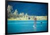 Bekah Herndon Paddle Boarding At Grinell Lake In The Many Glacier Area Of Glacier NP In Montana-Ben Herndon-Framed Photographic Print