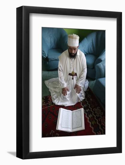 Bektachi dervish reading Koran, Tirana, Albania-Godong-Framed Photographic Print