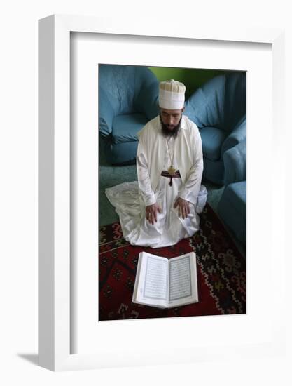 Bektachi dervish reading Koran, Tirana, Albania-Godong-Framed Photographic Print