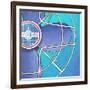 Bel-Aire Fan - Aqua-Larry Hunter-Framed Giclee Print