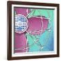 Bel-Aire Fan - Pink on Turquoise-Larry Hunter-Framed Giclee Print