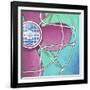 Bel-Aire Fan - Pink on Turquoise-Larry Hunter-Framed Giclee Print