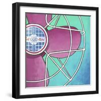 Bel-Aire Fan - Pink on Turquoise-Larry Hunter-Framed Giclee Print