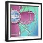 Bel-Aire Fan - Pink on Turquoise-Larry Hunter-Framed Giclee Print