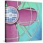 Bel-Aire Fan - Pink on Turquoise-Larry Hunter-Stretched Canvas