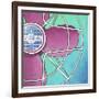 Bel-Aire Fan - Pink on Turquoise-Larry Hunter-Framed Giclee Print