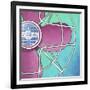 Bel-Aire Fan - Pink on Turquoise-Larry Hunter-Framed Giclee Print