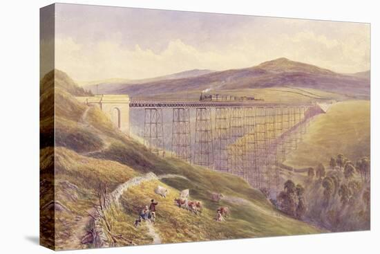 Belah Viaduct, 1869 (W/C and Gouache with Pen and Ink on Paper)-John Osborn Brown-Stretched Canvas