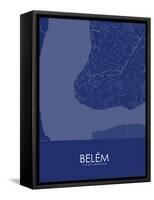 Belem, Brazil Blue Map-null-Framed Stretched Canvas