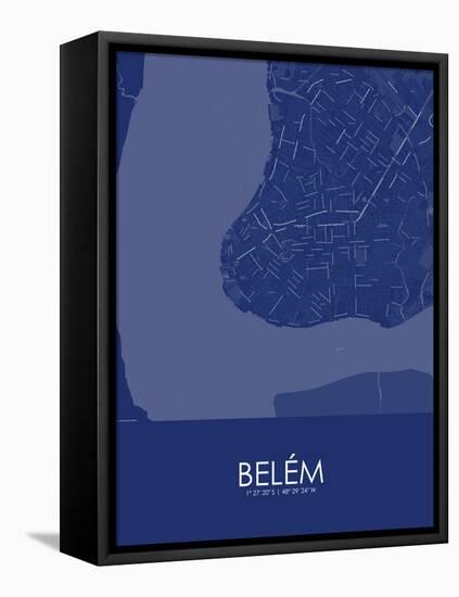 Belem, Brazil Blue Map-null-Framed Stretched Canvas