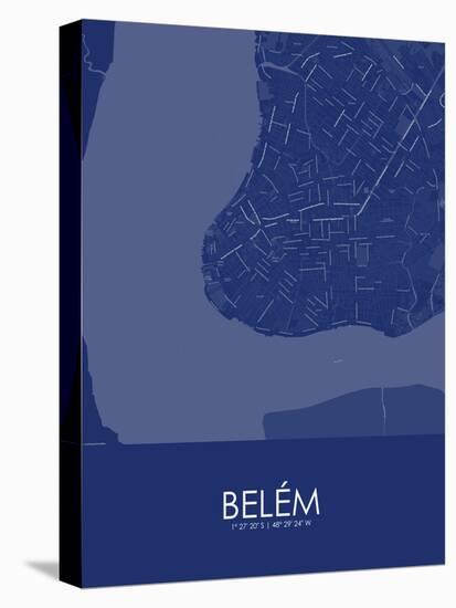 Belem, Brazil Blue Map-null-Stretched Canvas