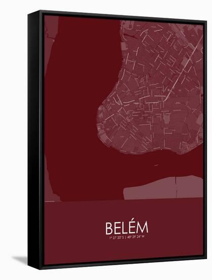 Belem, Brazil Red Map-null-Framed Stretched Canvas
