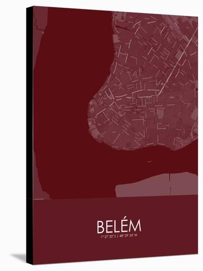 Belem, Brazil Red Map-null-Stretched Canvas