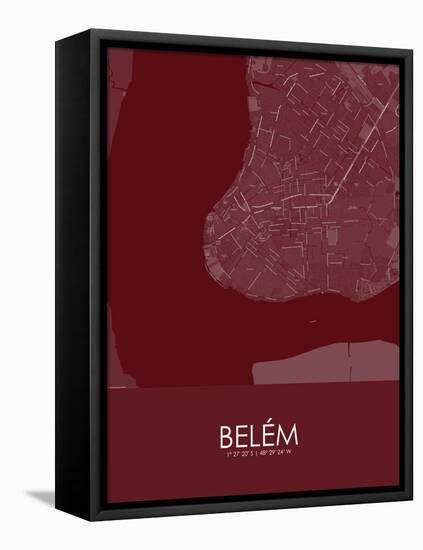 Belem, Brazil Red Map-null-Framed Stretched Canvas