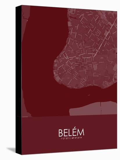 Belem, Brazil Red Map-null-Stretched Canvas