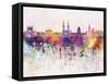 Belfast Skyline in Watercolor Background-paulrommer-Framed Stretched Canvas