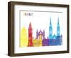 Belfast Skyline Pop-paulrommer-Framed Art Print