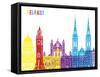 Belfast Skyline Pop-paulrommer-Framed Stretched Canvas