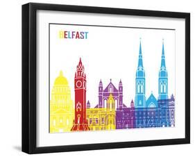 Belfast Skyline Pop-paulrommer-Framed Art Print