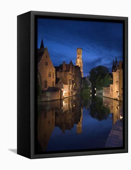 Belfort and River Dijver, Bruges, Flanders, Belgium-Alan Copson-Framed Stretched Canvas