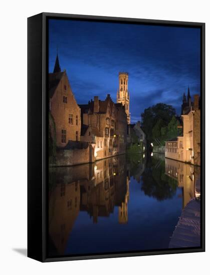 Belfort and River Dijver, Bruges, Flanders, Belgium-Alan Copson-Framed Stretched Canvas