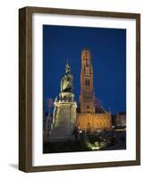 Belfort and Statue of Pieter de Coninck and Jan Breidel, the Markt, Bruges, Belgium-Alan Copson-Framed Photographic Print