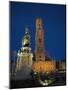 Belfort and Statue of Pieter de Coninck and Jan Breidel, the Markt, Bruges, Belgium-Alan Copson-Mounted Photographic Print