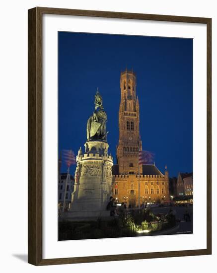 Belfort and Statue of Pieter de Coninck and Jan Breidel, the Markt, Bruges, Belgium-Alan Copson-Framed Photographic Print