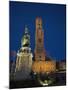 Belfort and Statue of Pieter de Coninck and Jan Breidel, the Markt, Bruges, Belgium-Alan Copson-Mounted Photographic Print